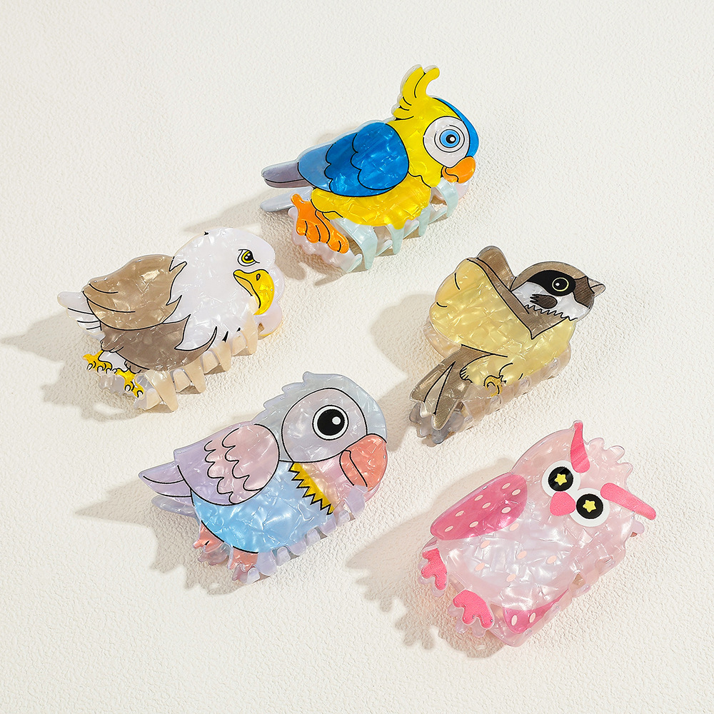 Women'S Eagles Accessories - Niedliche Cartoon-Vogel Acryl-Haarklammer Kawaii Papagei Eule