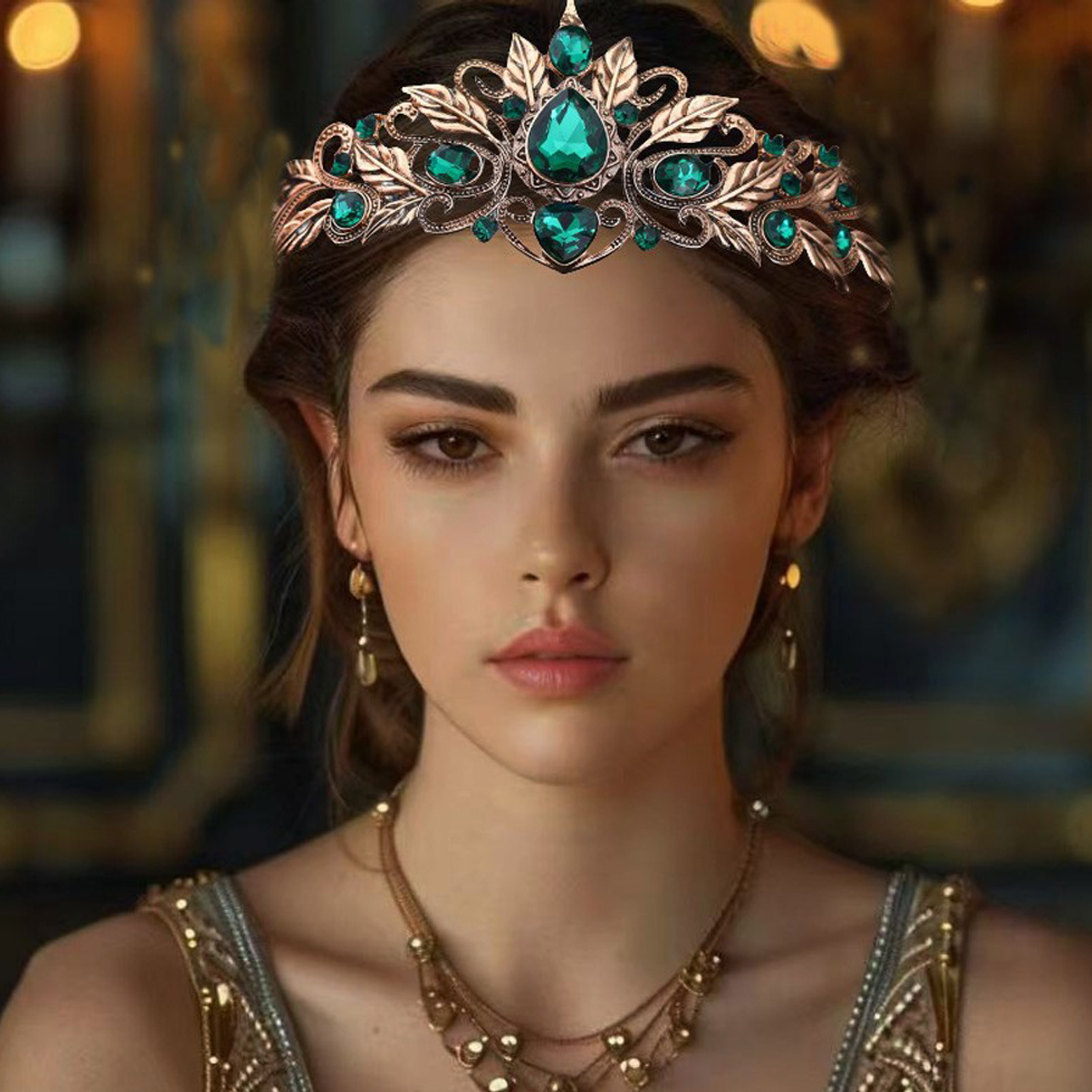 Women Accessories Dropshipping - Barocke runde Tränenform-Haarkrone mit Kristall-Strass für