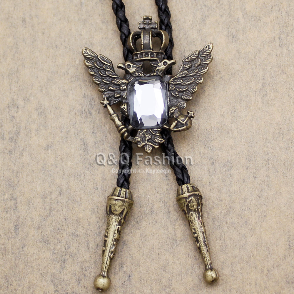Women'S Eagles Accessories - RechicGu Vintage 2-Kopf-Adler-Anhänger Lederhalskette Western Bolo