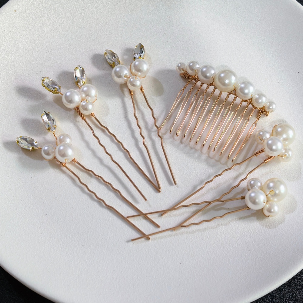 Women Accessories Wholesale - Perlen-Kristall-Haarnadeln, Kamm-Set, Braut- und Hochzeits-Haarschmuck, handgefertigte