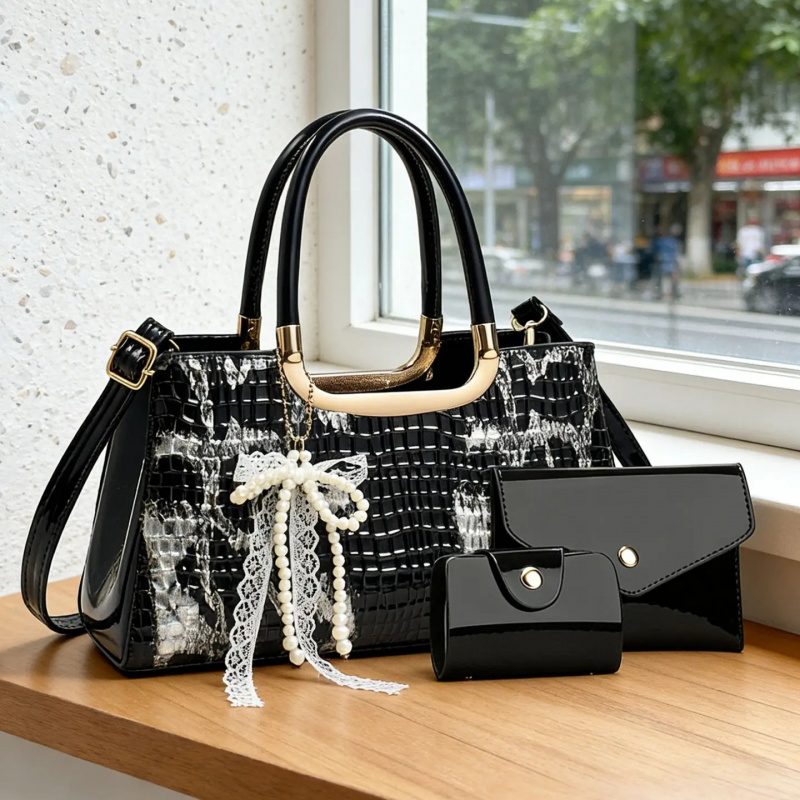 Women Accessories Bag - Damen-Handtaschen-Set, Abendclutch mit Krokodilmuster, Party-Umhängetaschen, Hochwertige