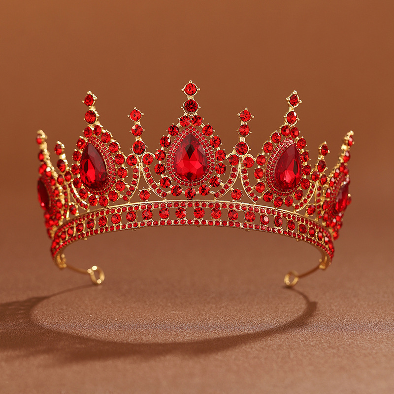 Women Accessories Dropshipping - Barock Königin grüne Krone Kristall Diademe