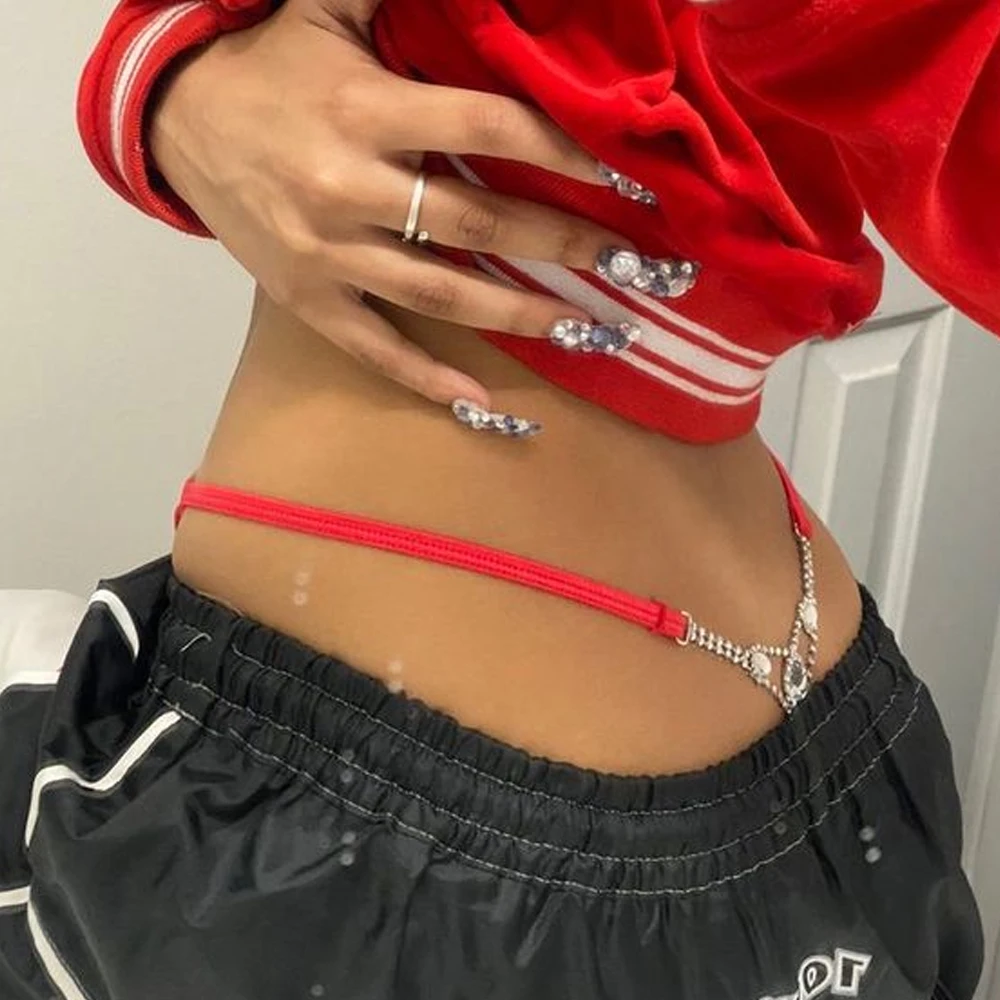 Women Accessories Dropshipping - Sexy runder Strass-Tanga, verstellbares Körperzubehör, G-String,