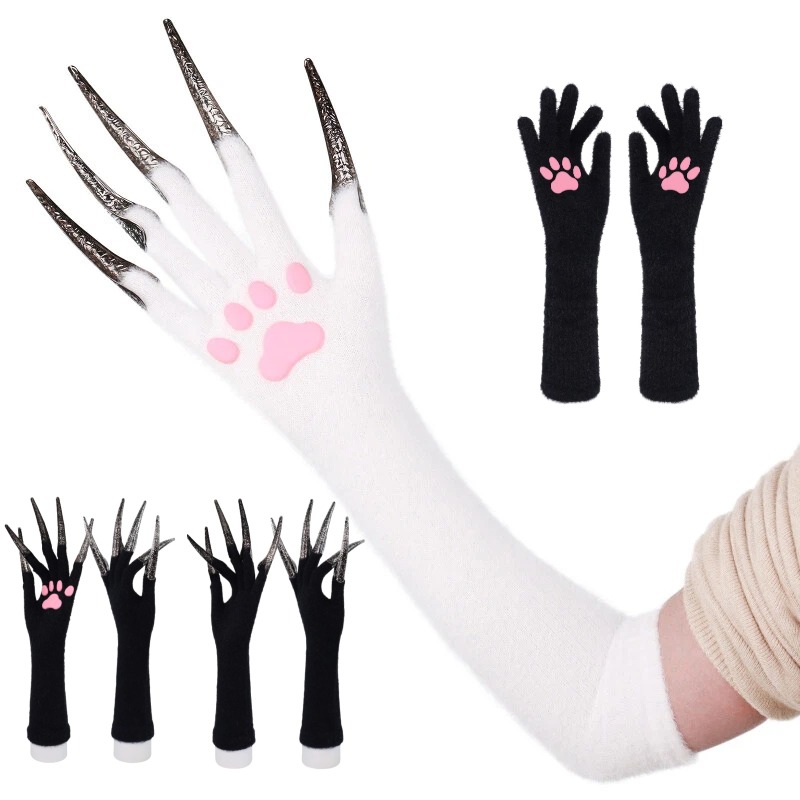 Women'S Vampire Accessories - Halloween Gothic Gruselige Vampir-Hexen-Horror-Cosplay-Requisiten Lange Handschuhe