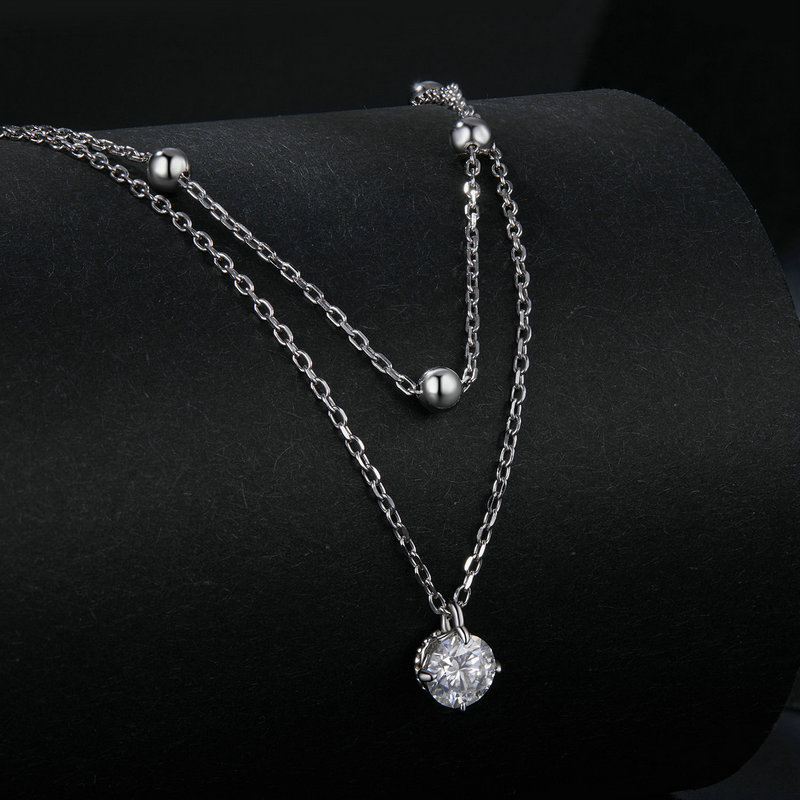 Layered Necklace Set - Bamoer U 0,5 CT Moissanit-Halskette aus
