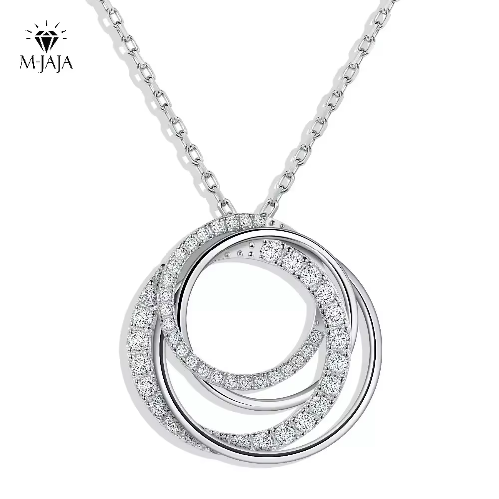 Layered Necklace Set - M-JAJA Halskette mit Moissanit-Anhänger für Damen,