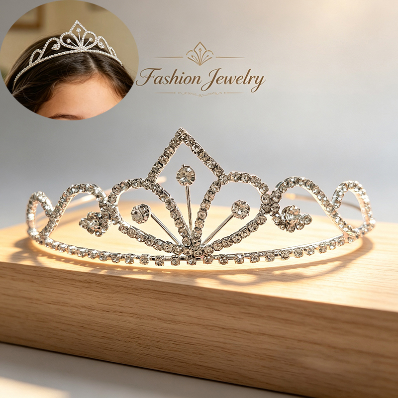 Silberfarbene Strass-Brautkron – Women Accessories Wholesale Bewertung und Preis