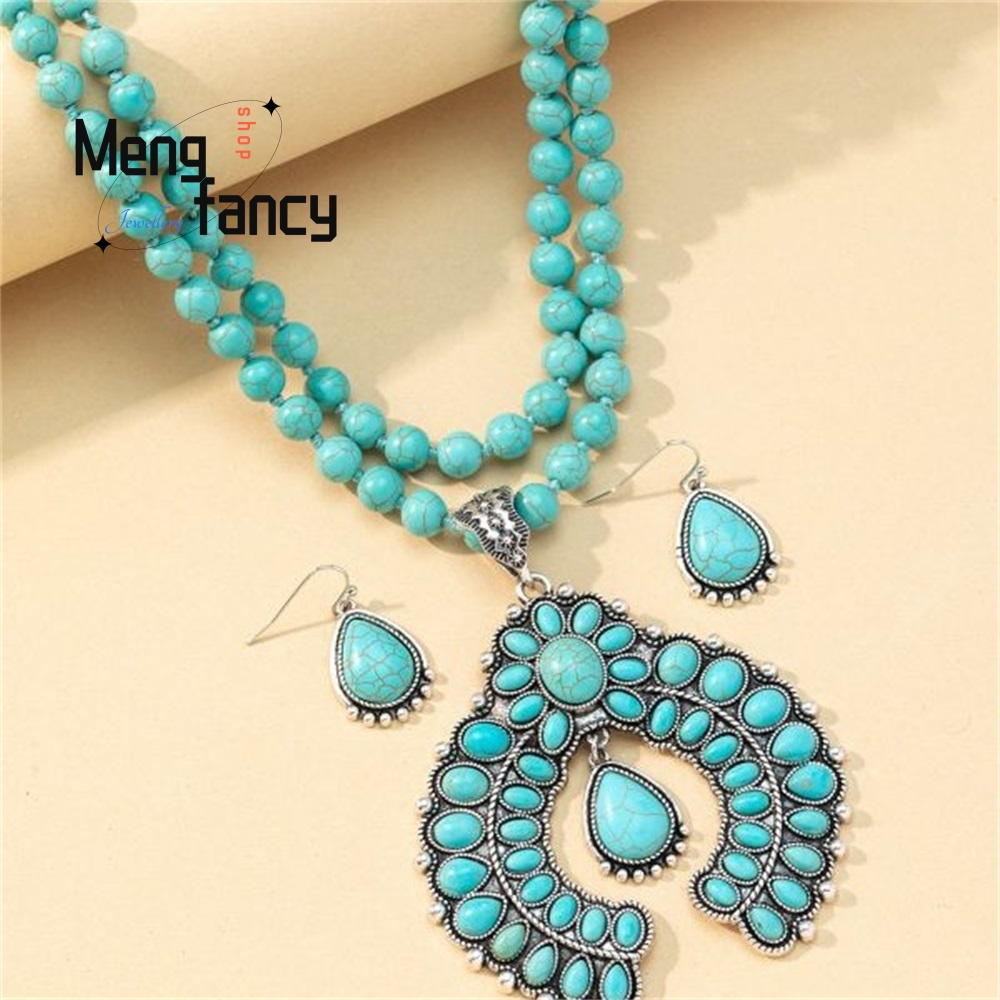 Retro dreilagige Blumenohrring – Layered Necklace Set Bewertung und Preis